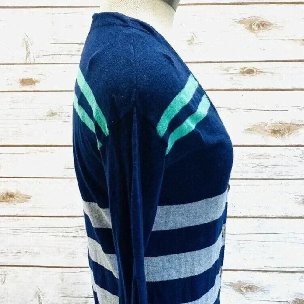 ARIZONA Women Long Sleeve Button Down Striped V-Neck Cardigan Top Size Small